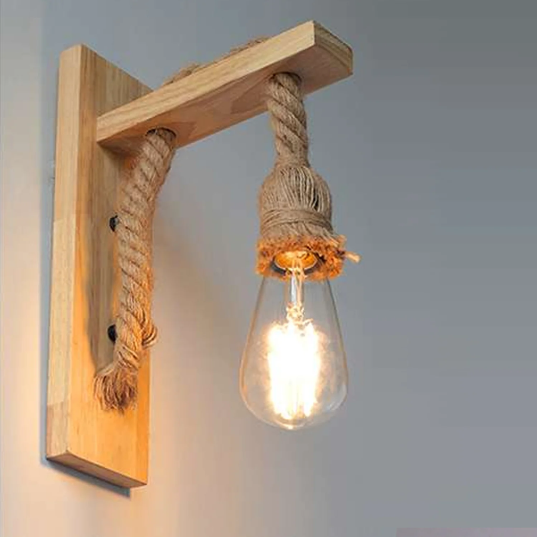 Wooden Hanger Light With Rope