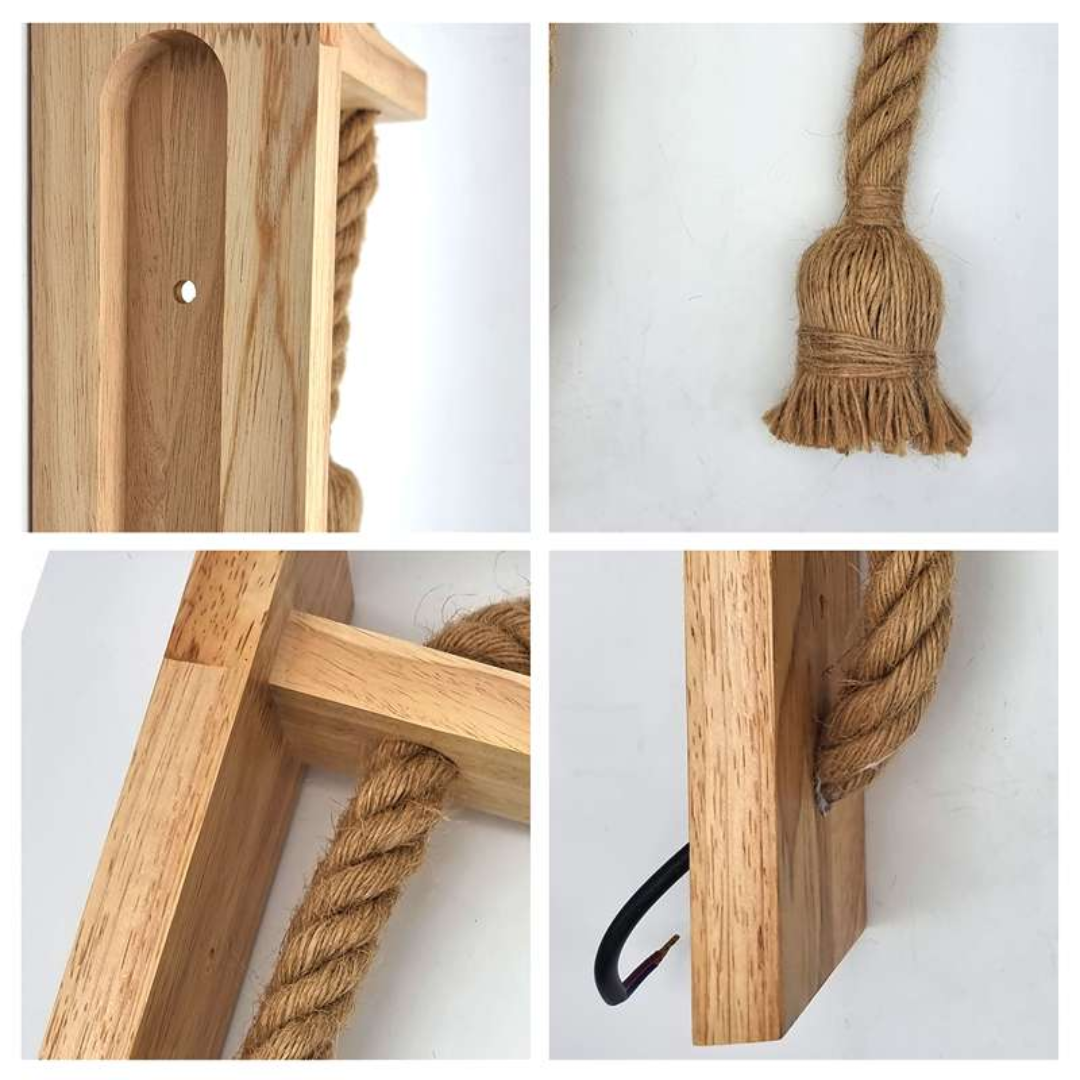 Wooden Hanger Light With Rope