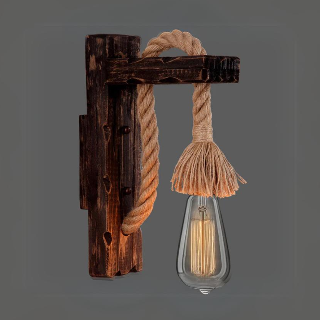 Wooden Hanger Light With Rope