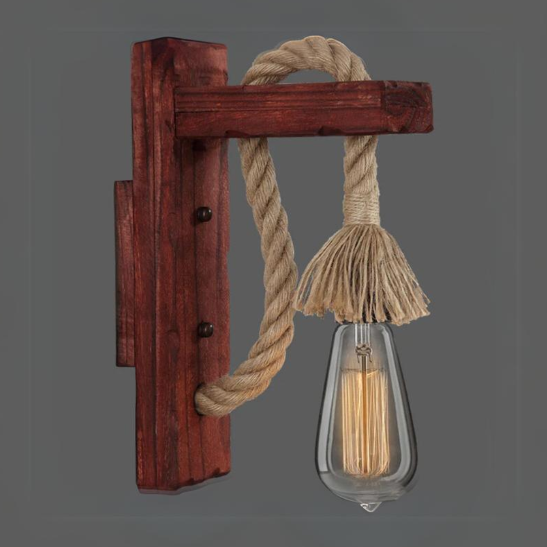 Wooden Hanger Light With Rope