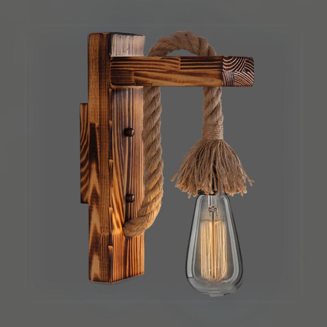 Wooden Hanger Light With Rope