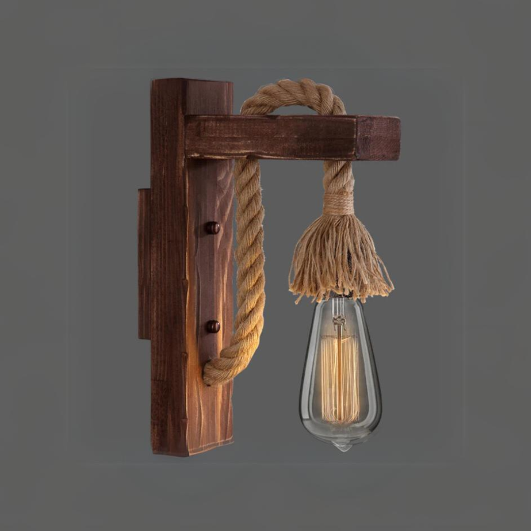 Wooden Hanger Light With Rope