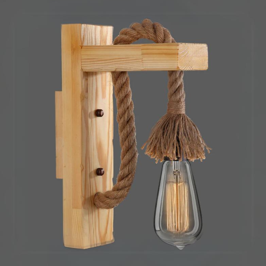 Wooden Hanger Light With Rope