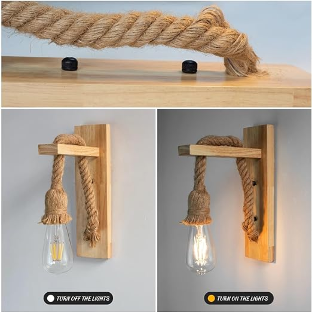 Wooden Hanger Light With Rope