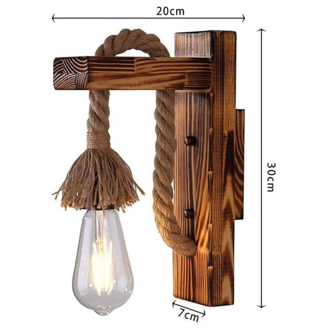 Wooden Hanger Light With Rope