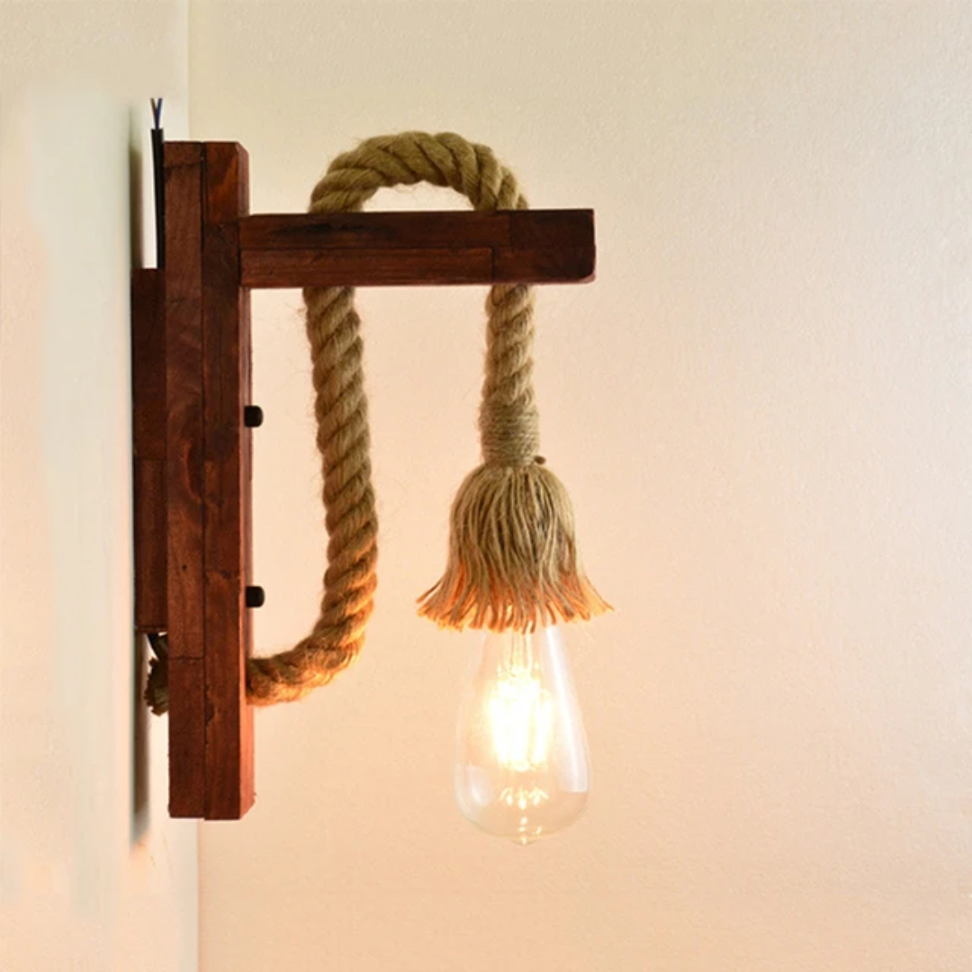 Wooden Hanger Light With Rope