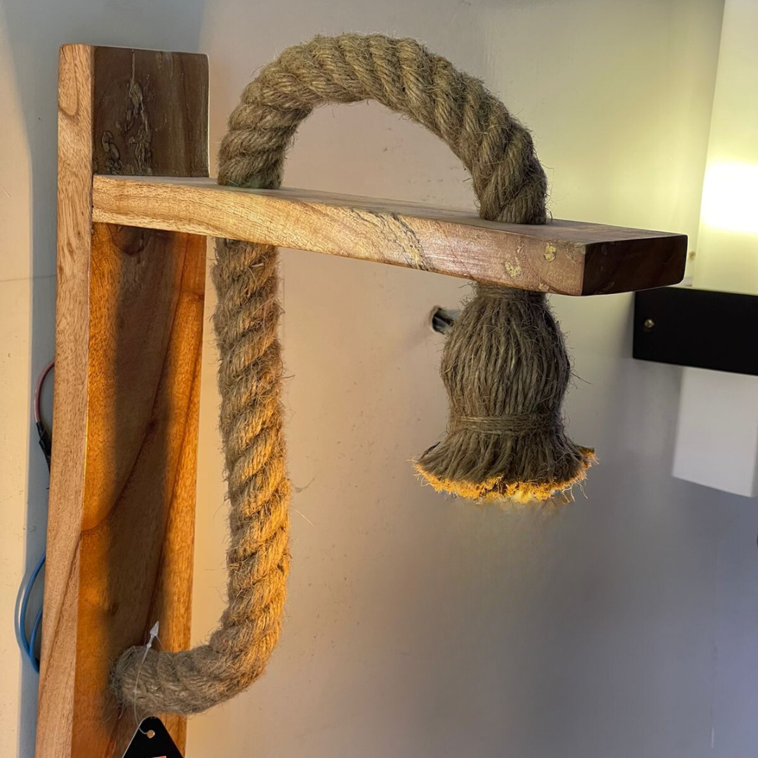 Wooden Hanger Light With Rope