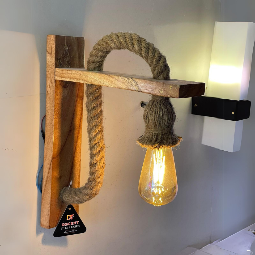 Wooden Hanger Light With Rope