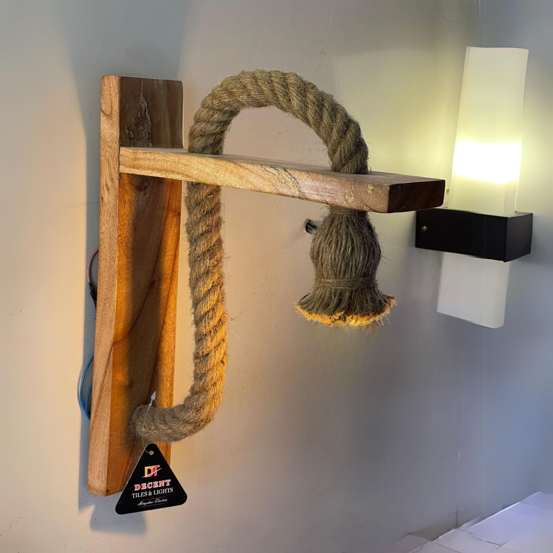 Wooden Hanger Light With Rope