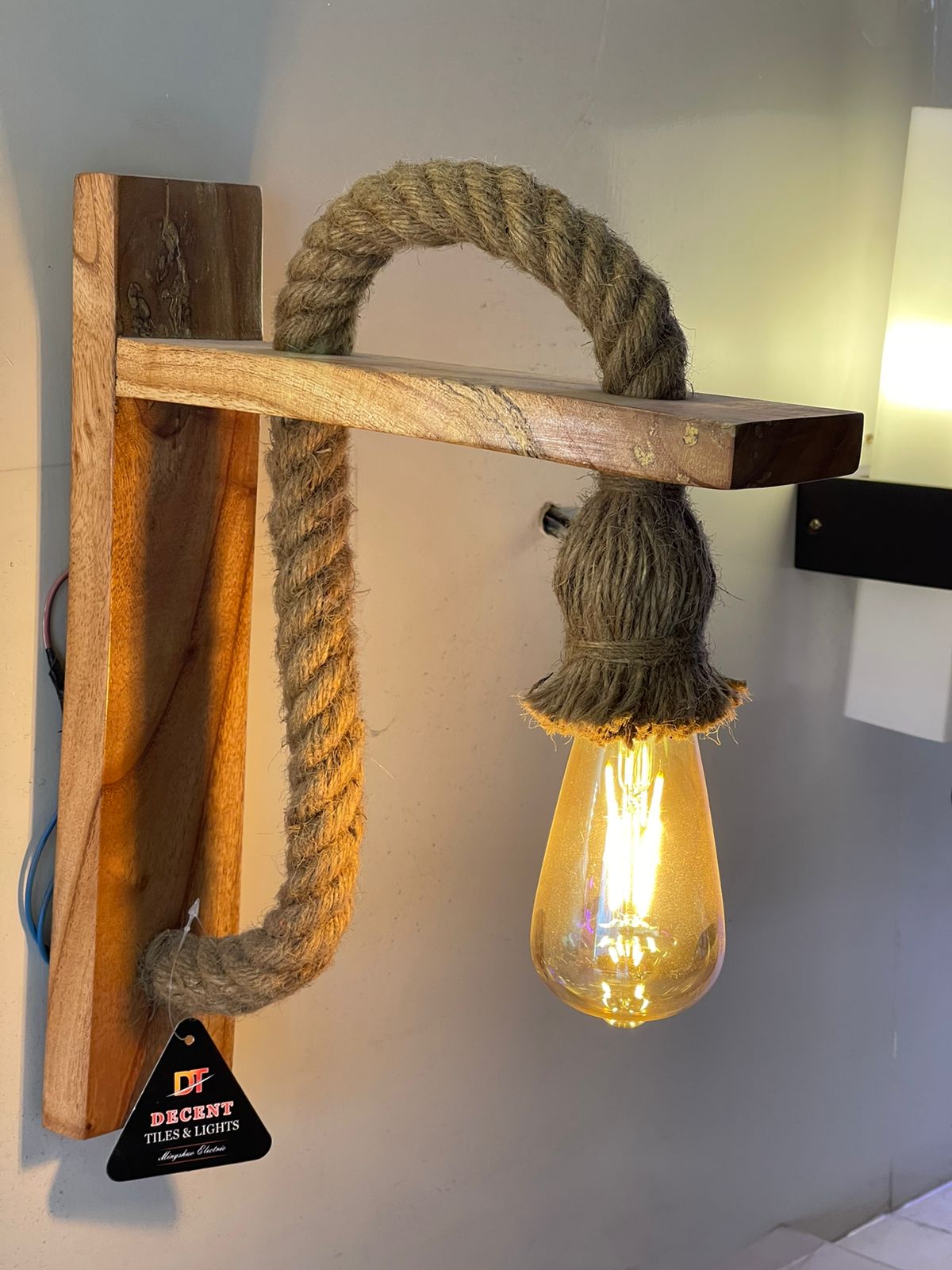 Wooden Hanger Light With Rope