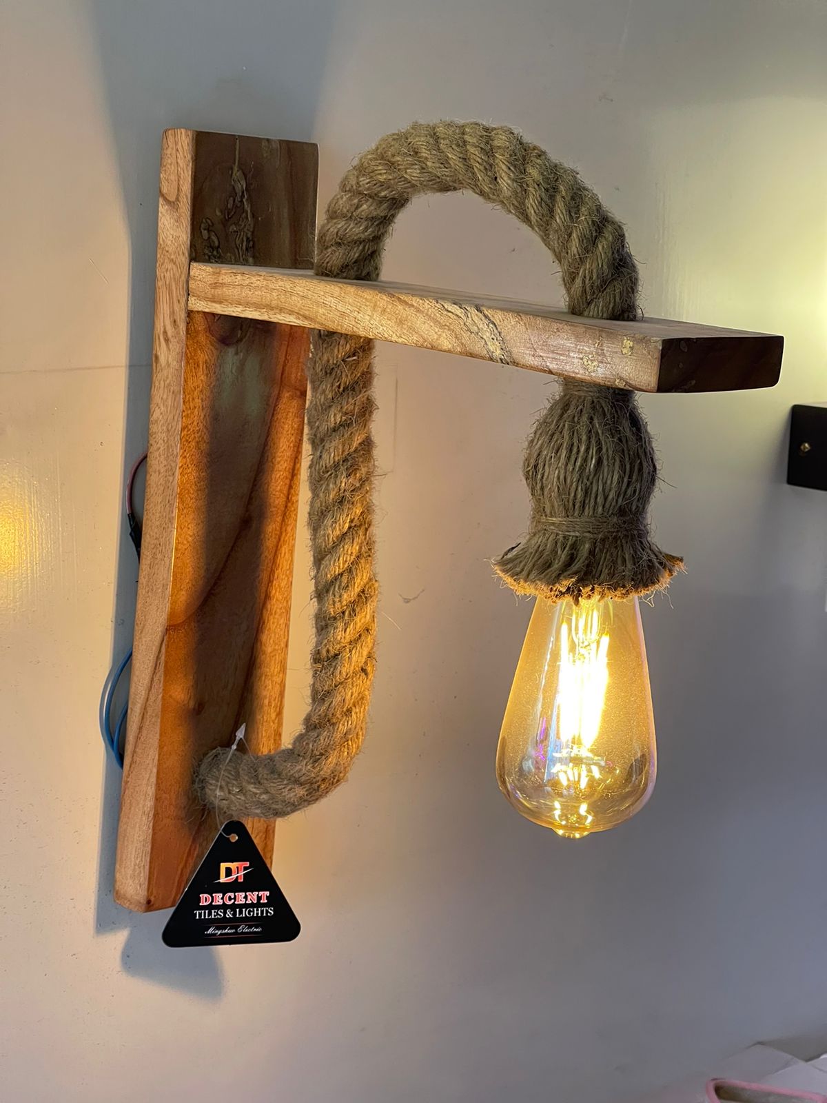 Wooden Hanger Light With Rope